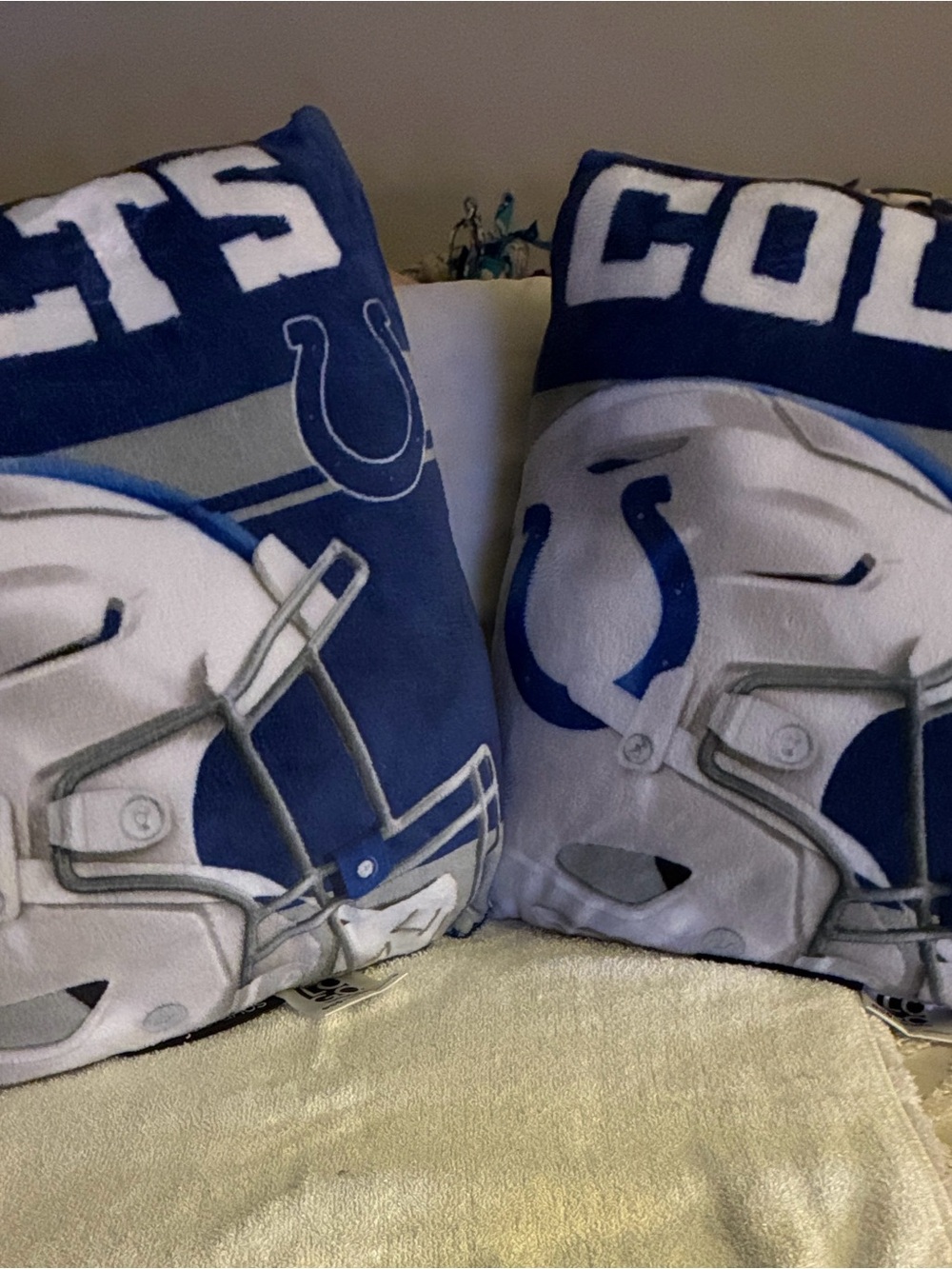 Logo brands Indianapolis Colts Helmet Throw Pillow Pair-Blue & White,Team spirit